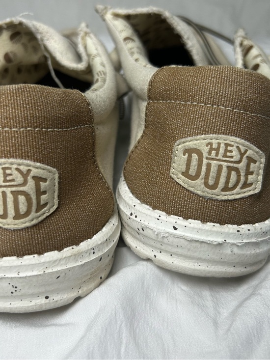 Hey Dude Other - Hey Dude Cream and Brown Patterned Canvas Slip-Ons